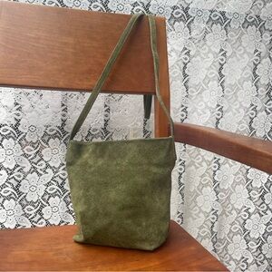 Baggu Green Suede Leather Crossbody Bag